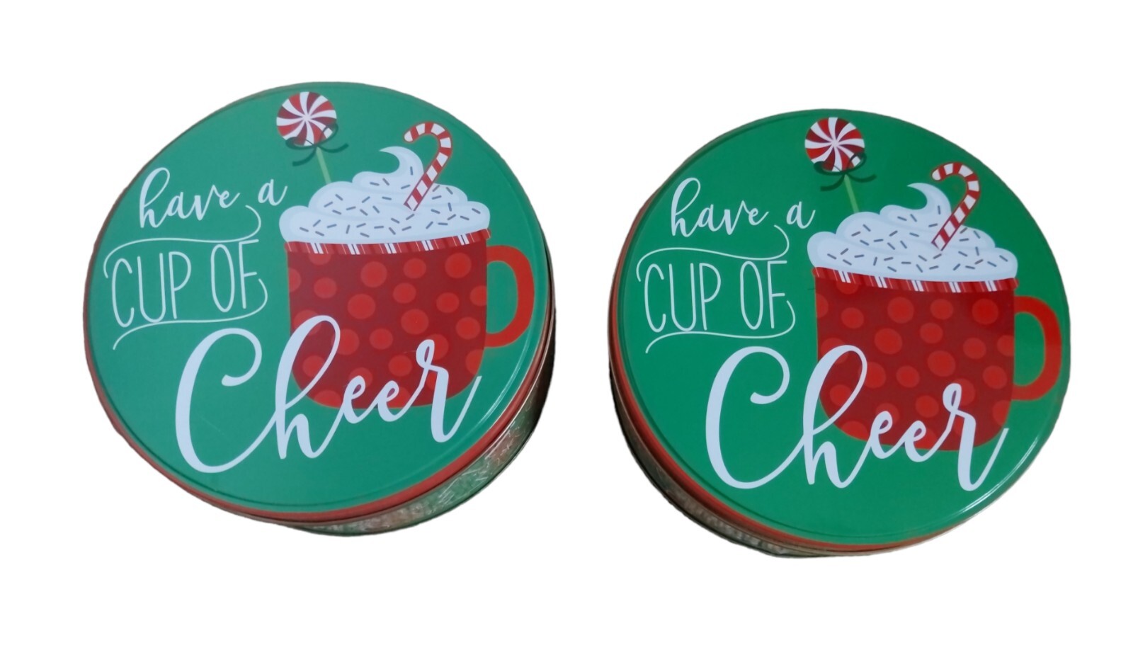 Greenbrier Christmas Ginger Cookie Gift Tin Storage Container Box With Lid Lot 2