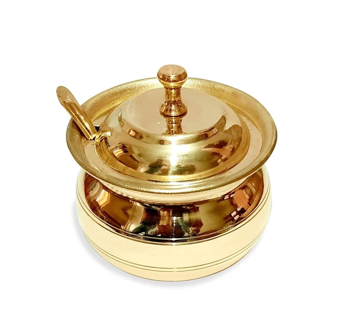 Golden Antique Brass Multipurpose Ghee/Pickle Container Spoon 400 ml us