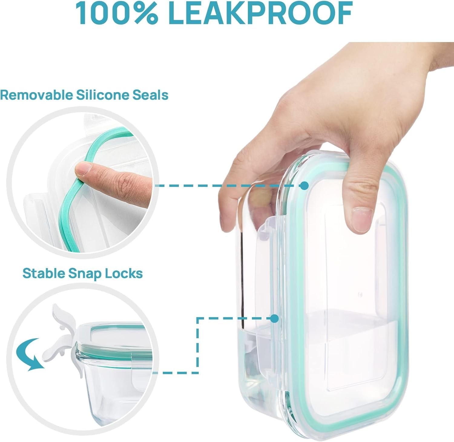 Vtopmart 8 Pack Glass Food Storage Containers with Airtight Lids Glass Meal Prep