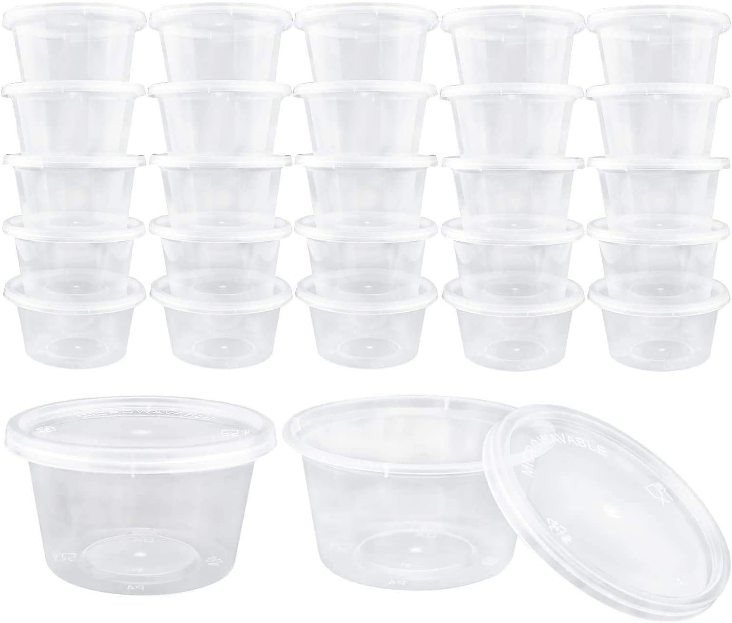 50 Pack 4oz Small Plastic Containers with Lids for Slime Foam Ball Storage