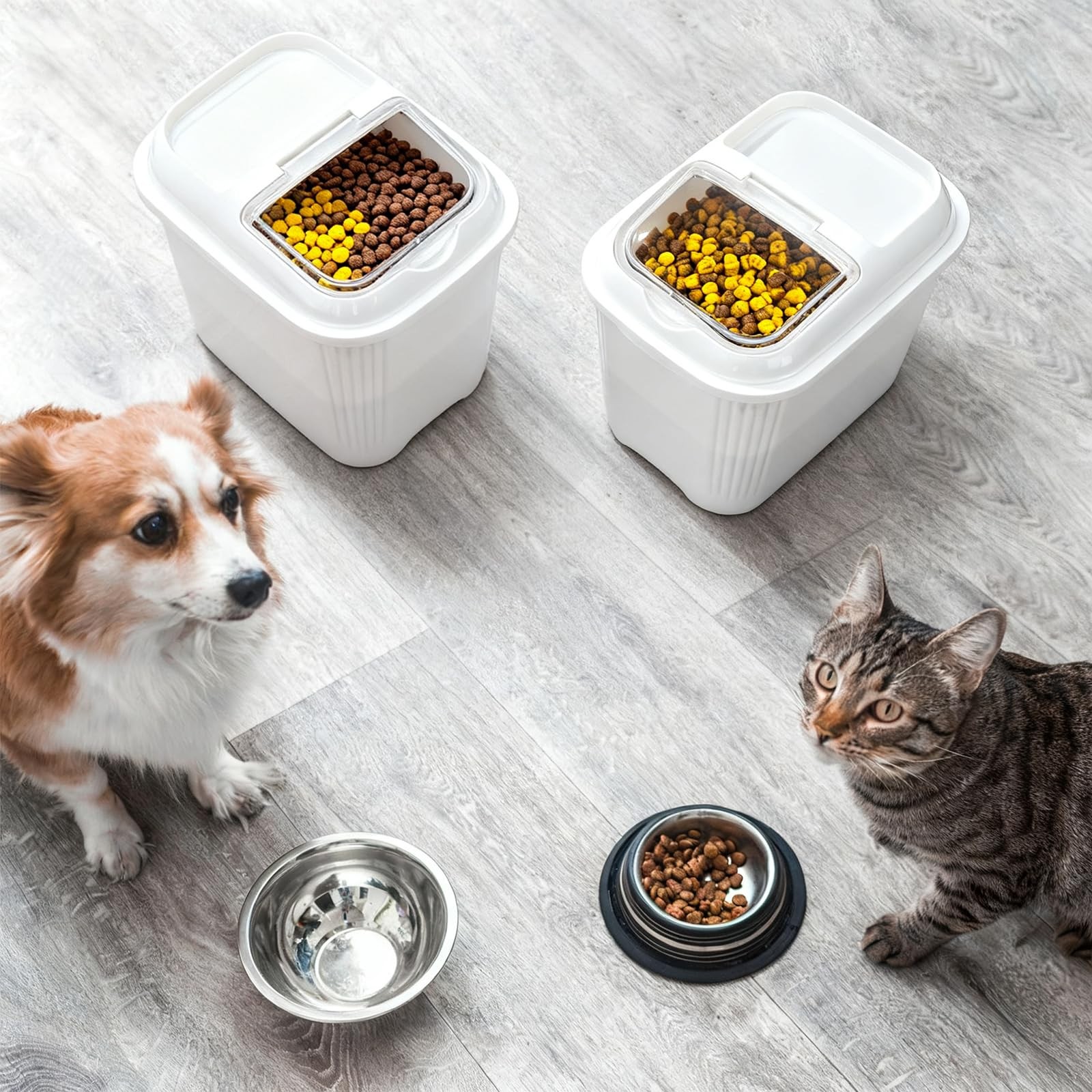 4 Pack Sugar Storage Containers Flour Bin with Wheels Large Pet Dog Food Stor…