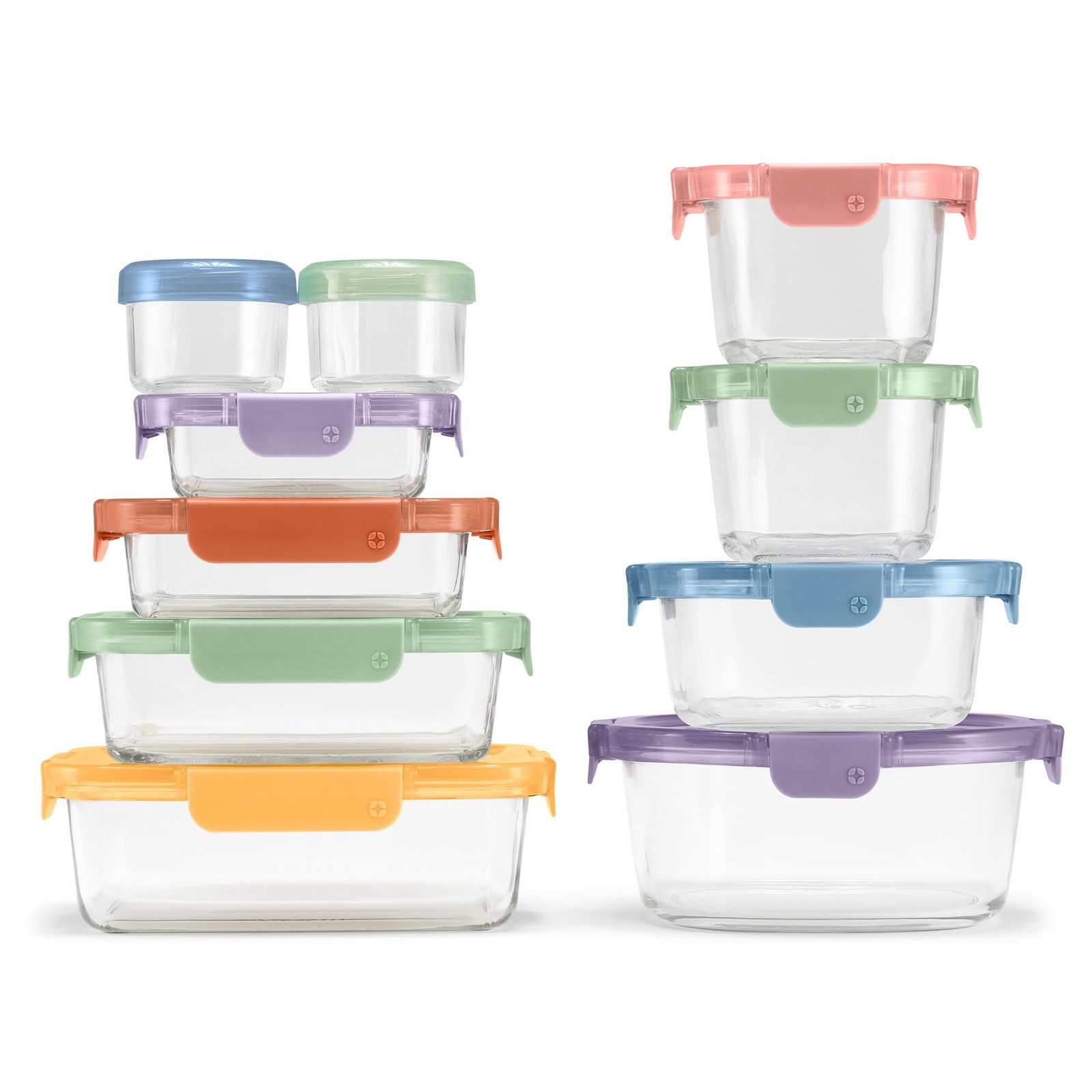 Color Lock 20PC Mixed Glass Food Storage Sets, Leak-Proof Glass Food Storage …