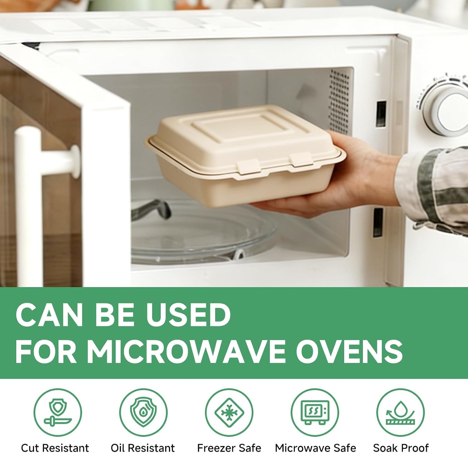 To Go Boxes 75 Pack 3 Compartment Compostable Degradable in 90 days 9×9 Inch