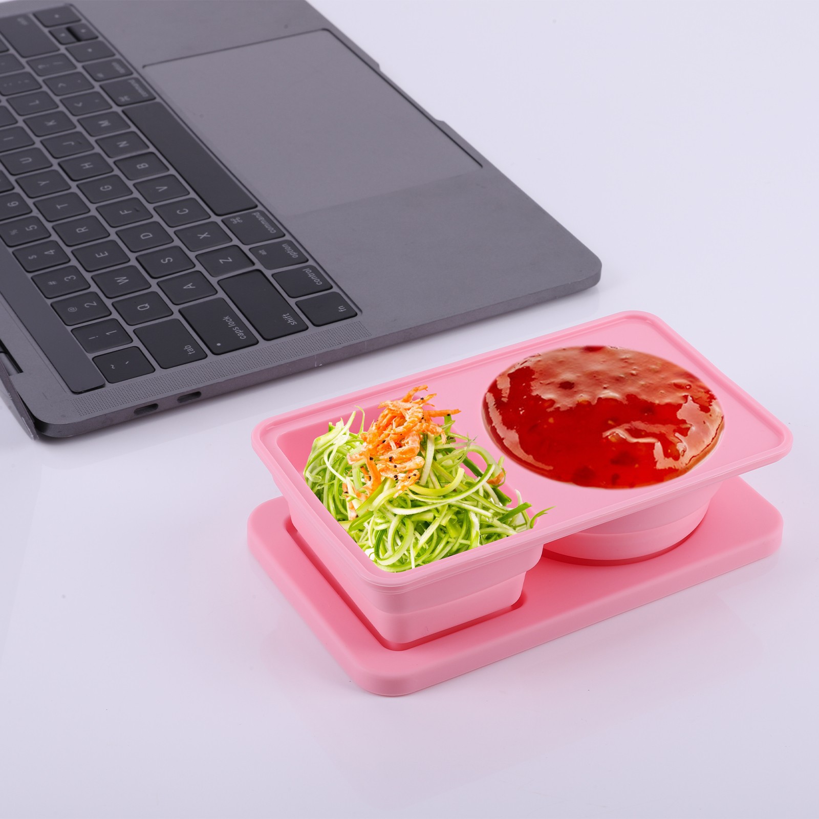3Pcs 2 Compartment Food Storage Containers Portion Cups for School Work