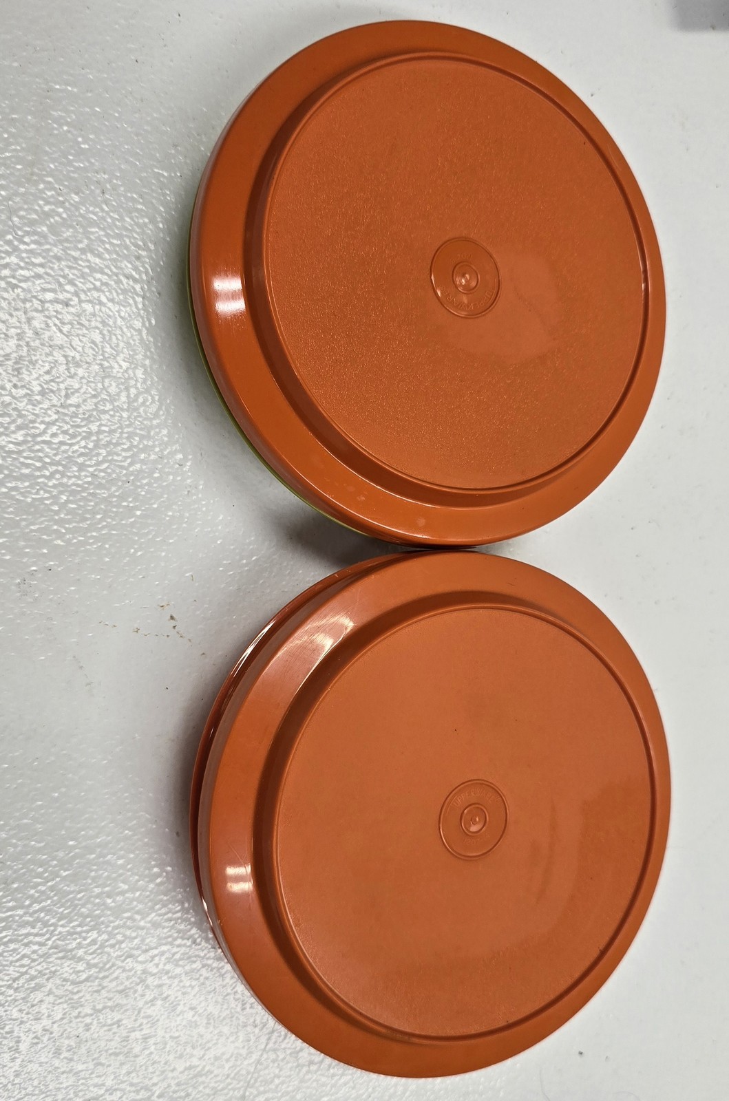 Vintage Tupperware Wonderlier Bowls Set of 2 Green Orange Round Food Storage