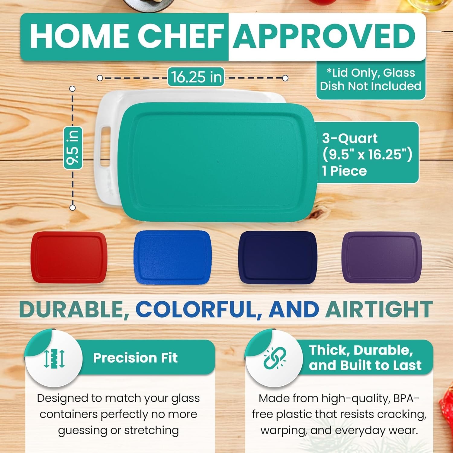 Replacement Lid fits Pyrex 9×13 C233 233-PC Easy Grab Casserole Baking Dish