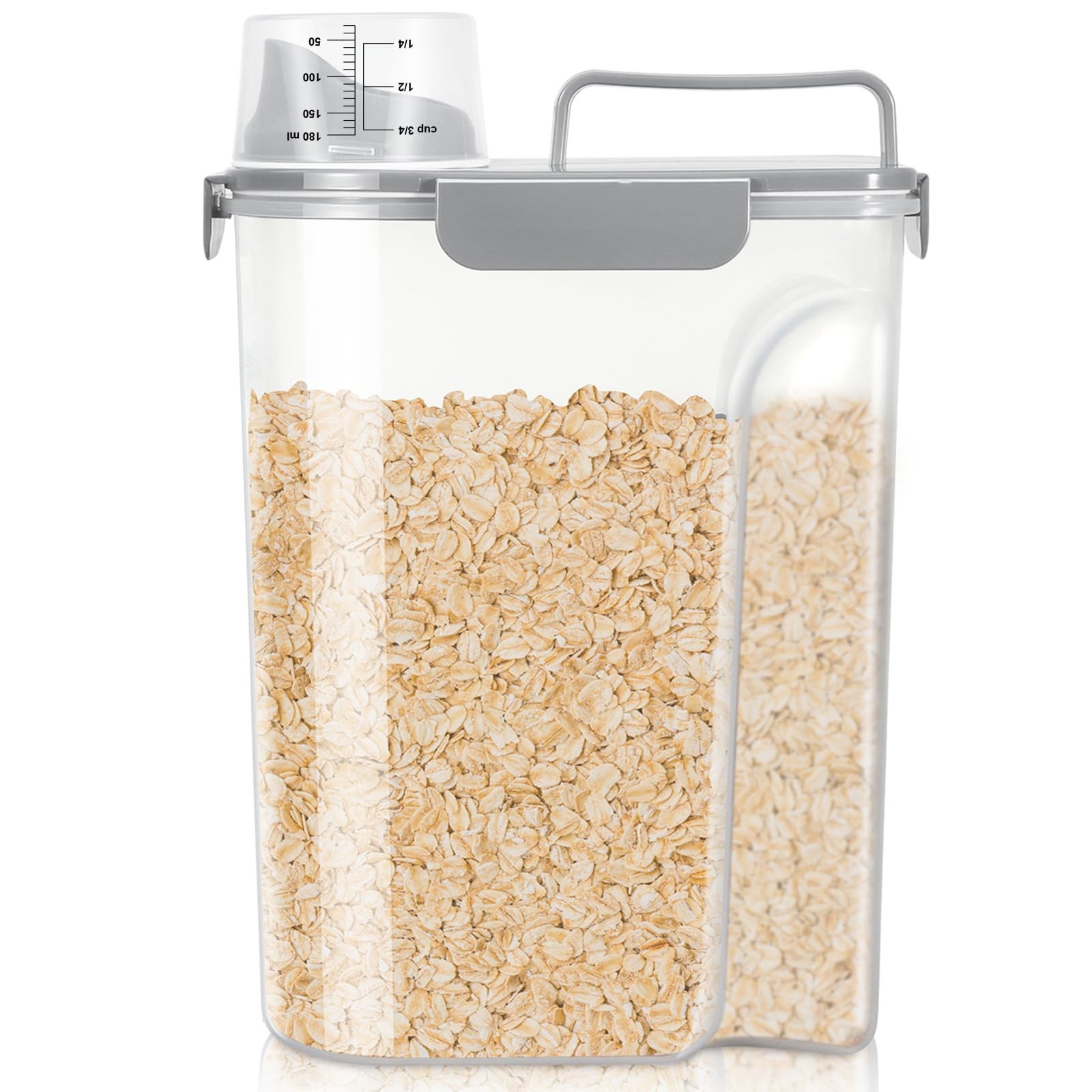 TBMax Rice Container 10 Lbs, Cereal Oatmeal Storage, 6Qt/Light Grey