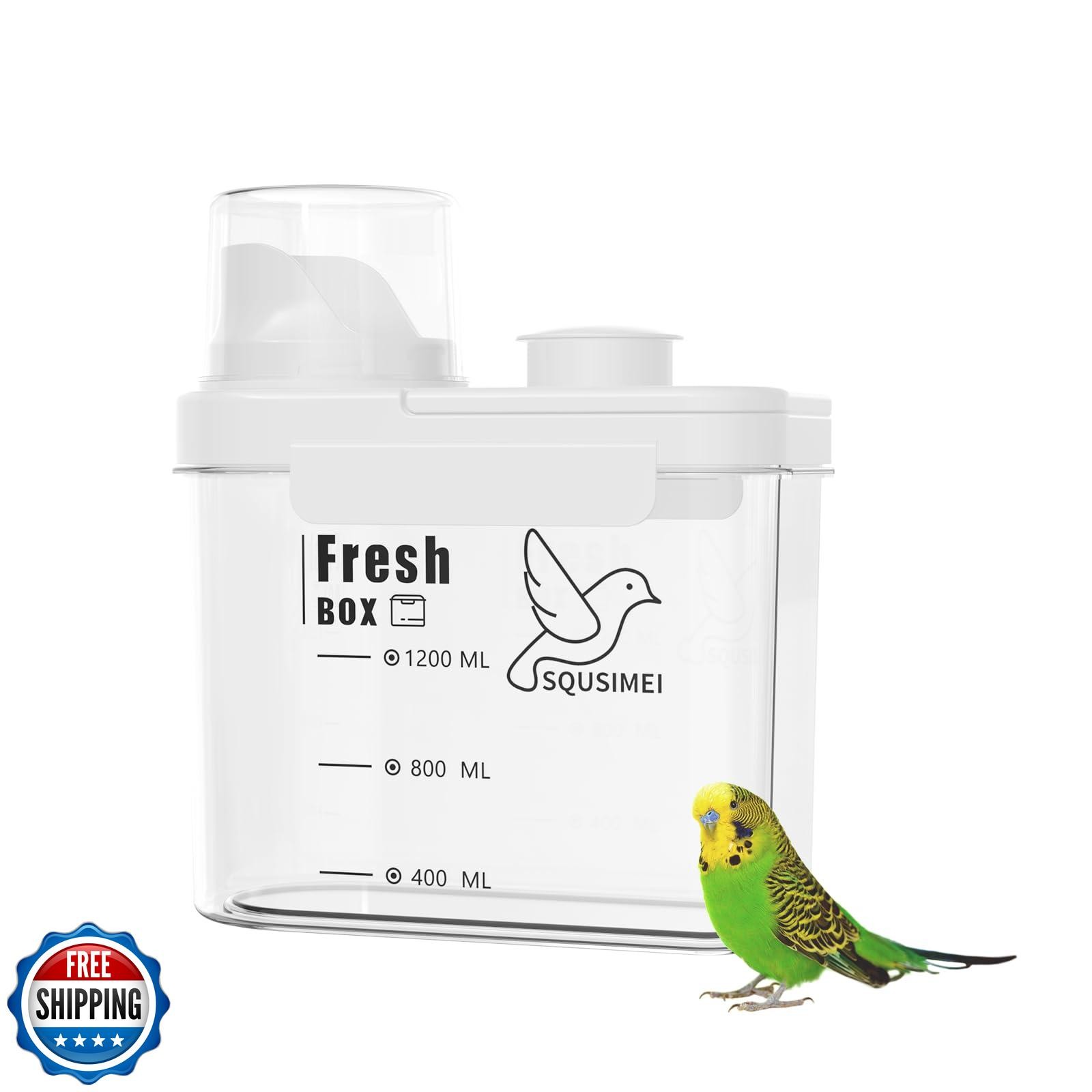 SQUSIMEI 1.7 Qt/1.6 L Bird Seed Storage Container with Lids Airtight Measurin