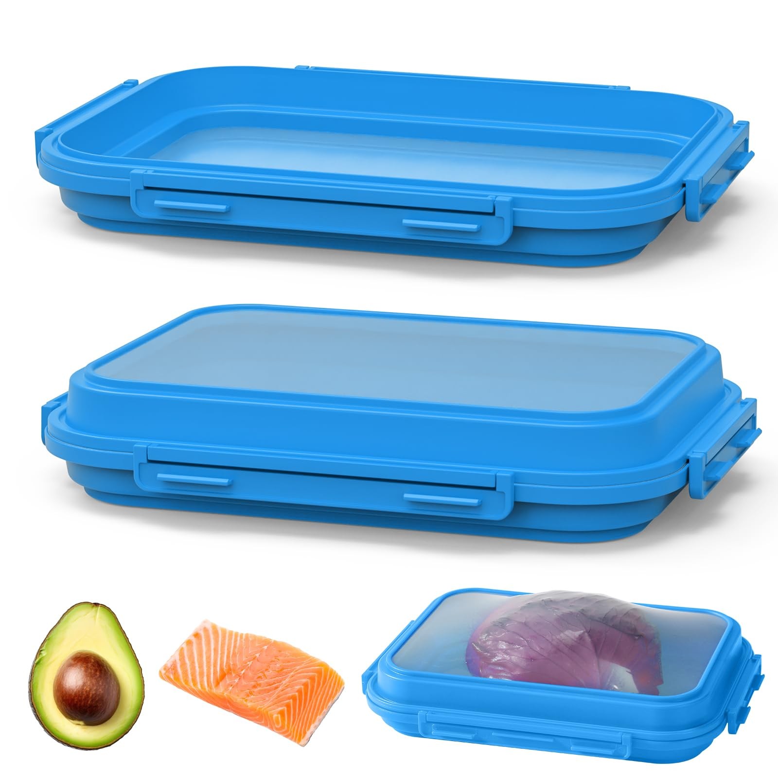 2-Piece Airtight Food Storage Containers Set – Avocado Saver, Onion Keeper, S…