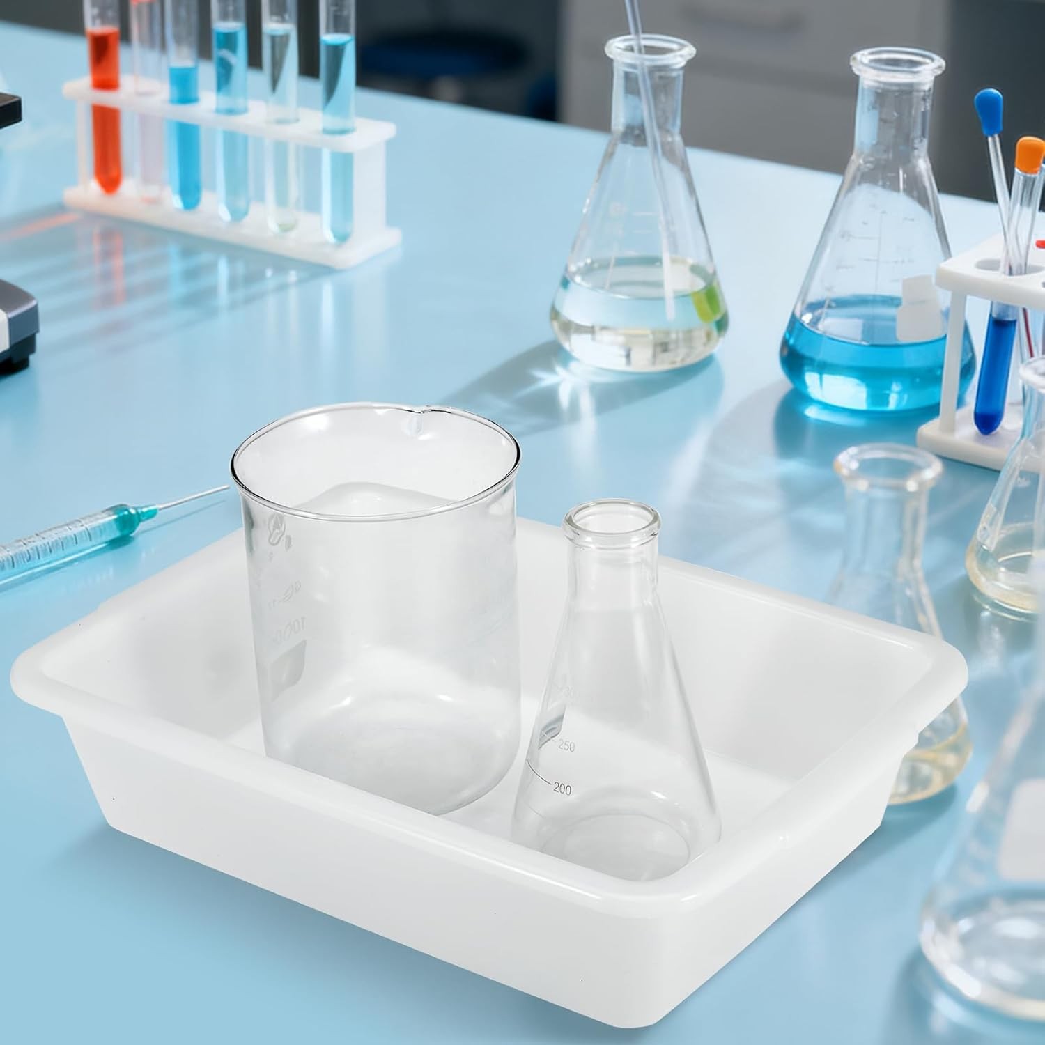 3x Plastic Lab Trays Kitchen Serving Tray Multi-Purpose Lab Storage Sterilizing