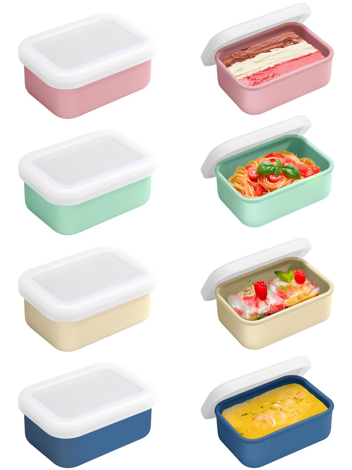 Duseu 8 PCS 1 Cup Silicone Freezer Molds with Lid 8oz Silicone Soup Freezer Mold