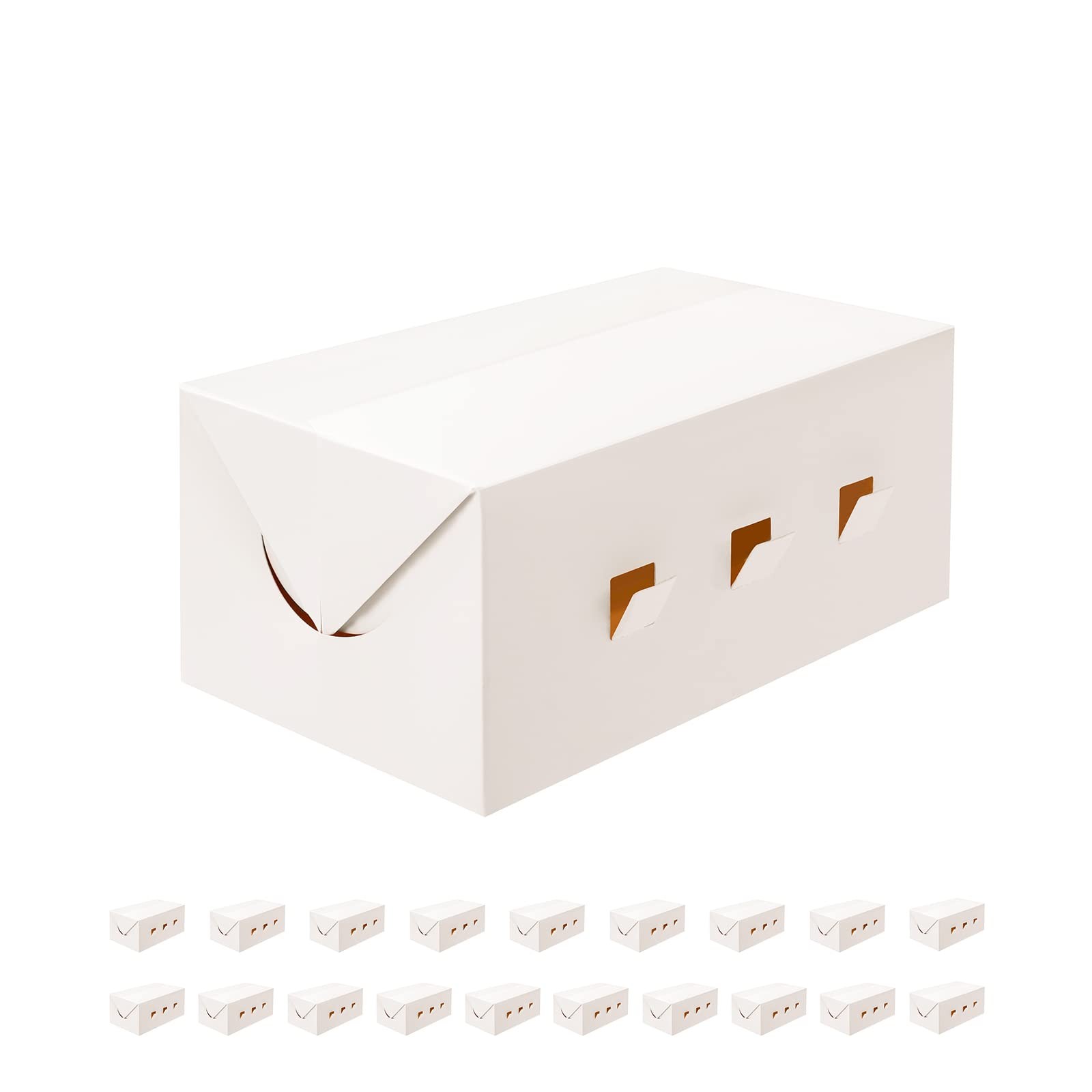 20 Rectangle Take Out Food Containers, 7x4x3 Inches, White Cardboard Lunch Bo…