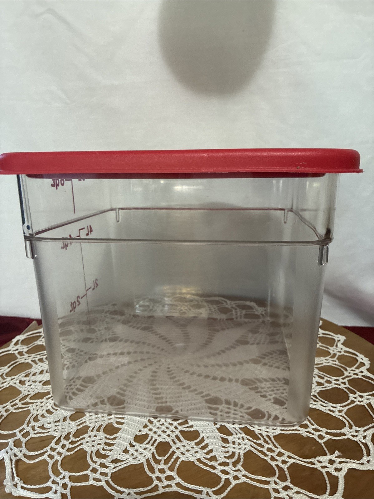 6 Qt Food Storage Container Cambridge Red Lid Graduations For Easy Measurements