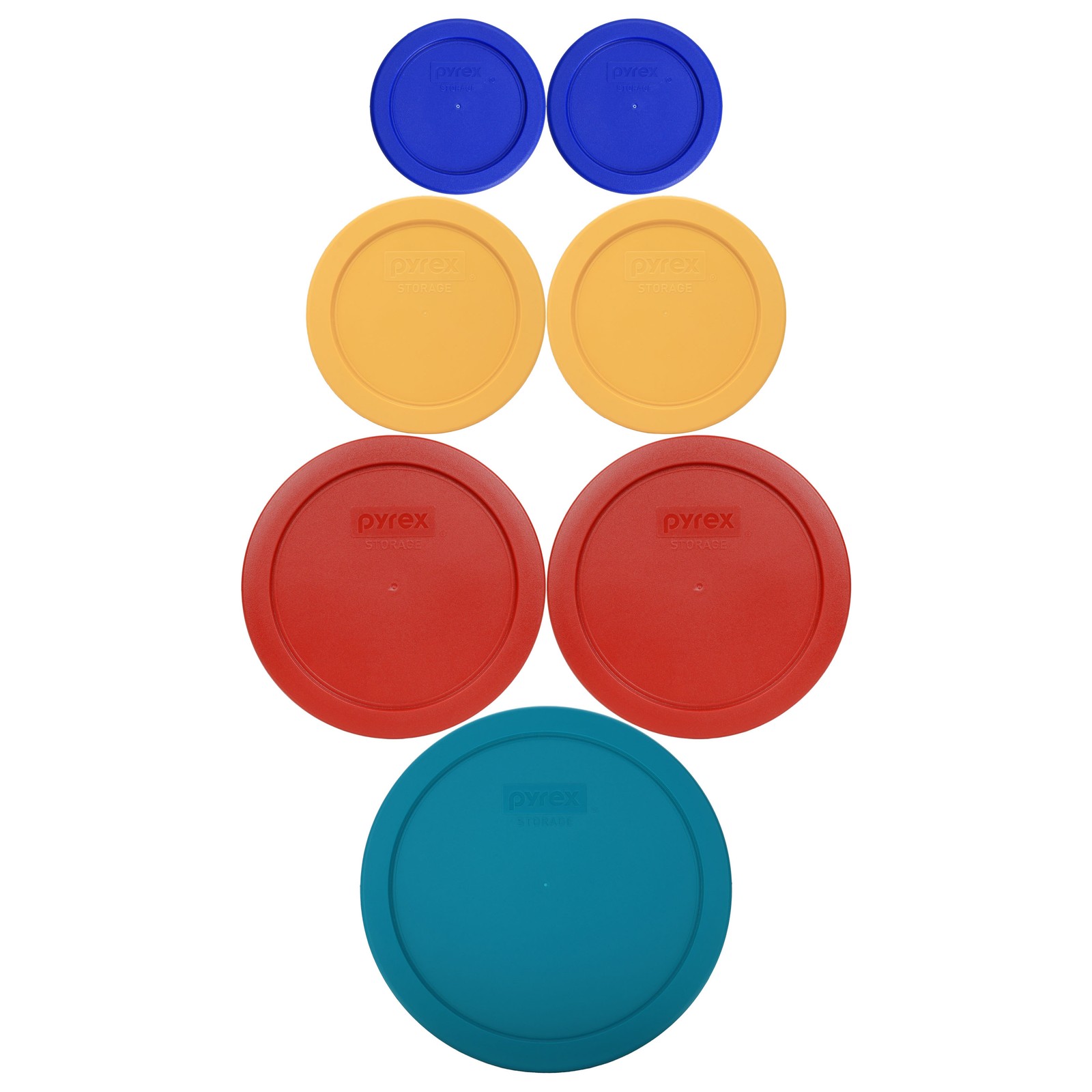 Pyrex Lids Bundle: (2) 7202 CB, (2) 7200 BY, (2) 7201 PR, (1) 7402 AB