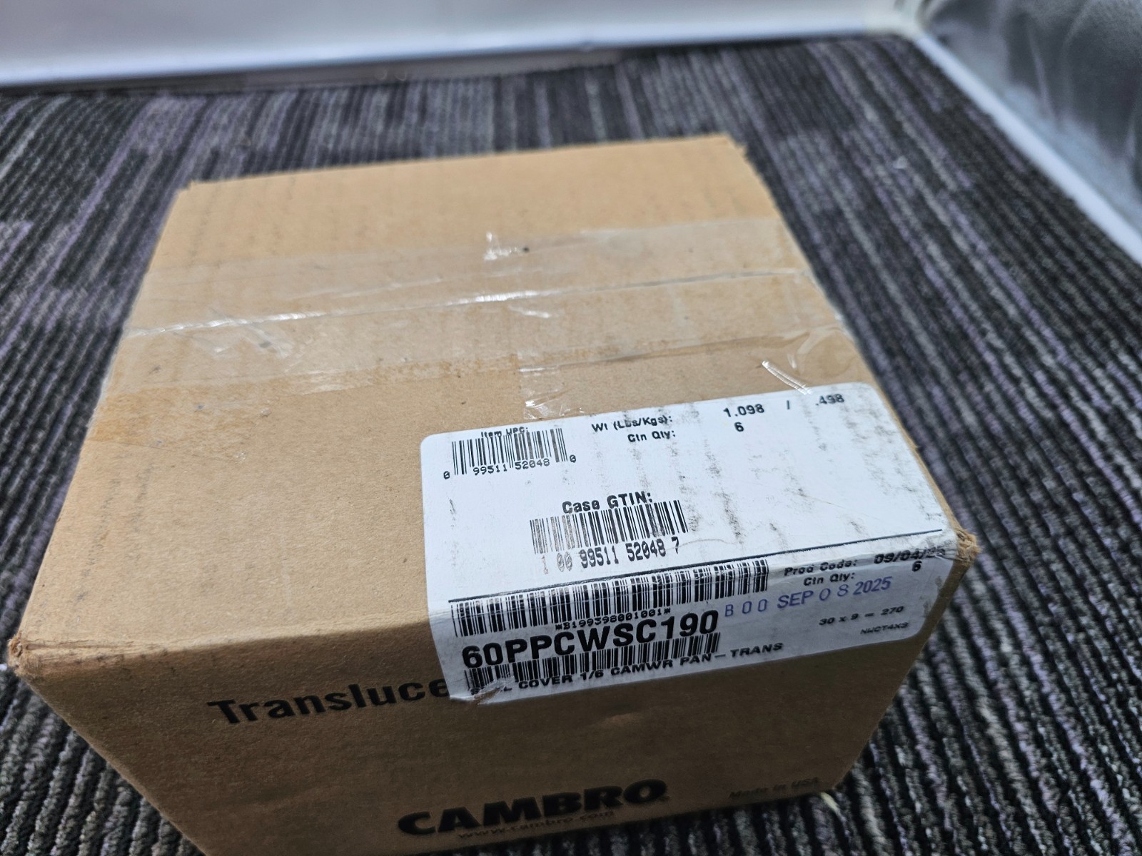 (QTY 6) Cambro 60PPCWSC190 Food Pan Seal Cover 1/6 size Translucent Camwear