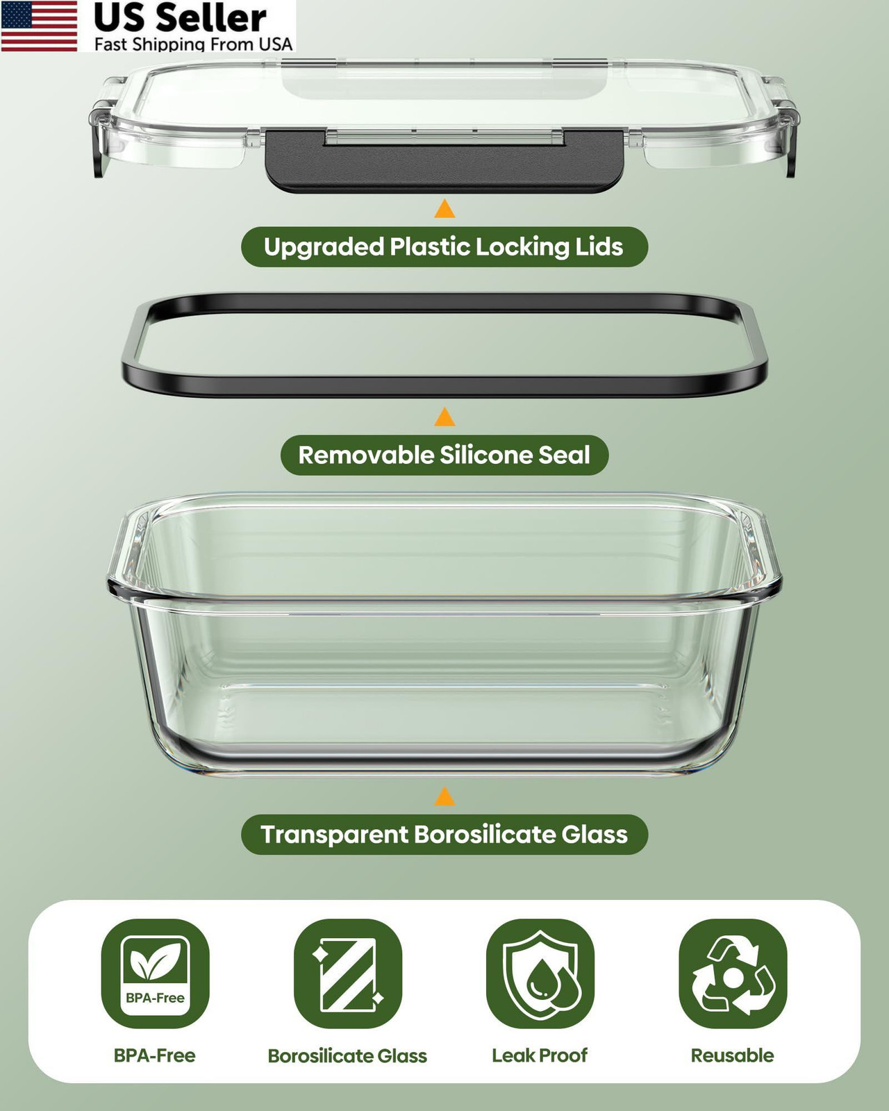 KEMETHY 40 PCS Glass Food Storage Containers with Lids(20 Set of 20, 40