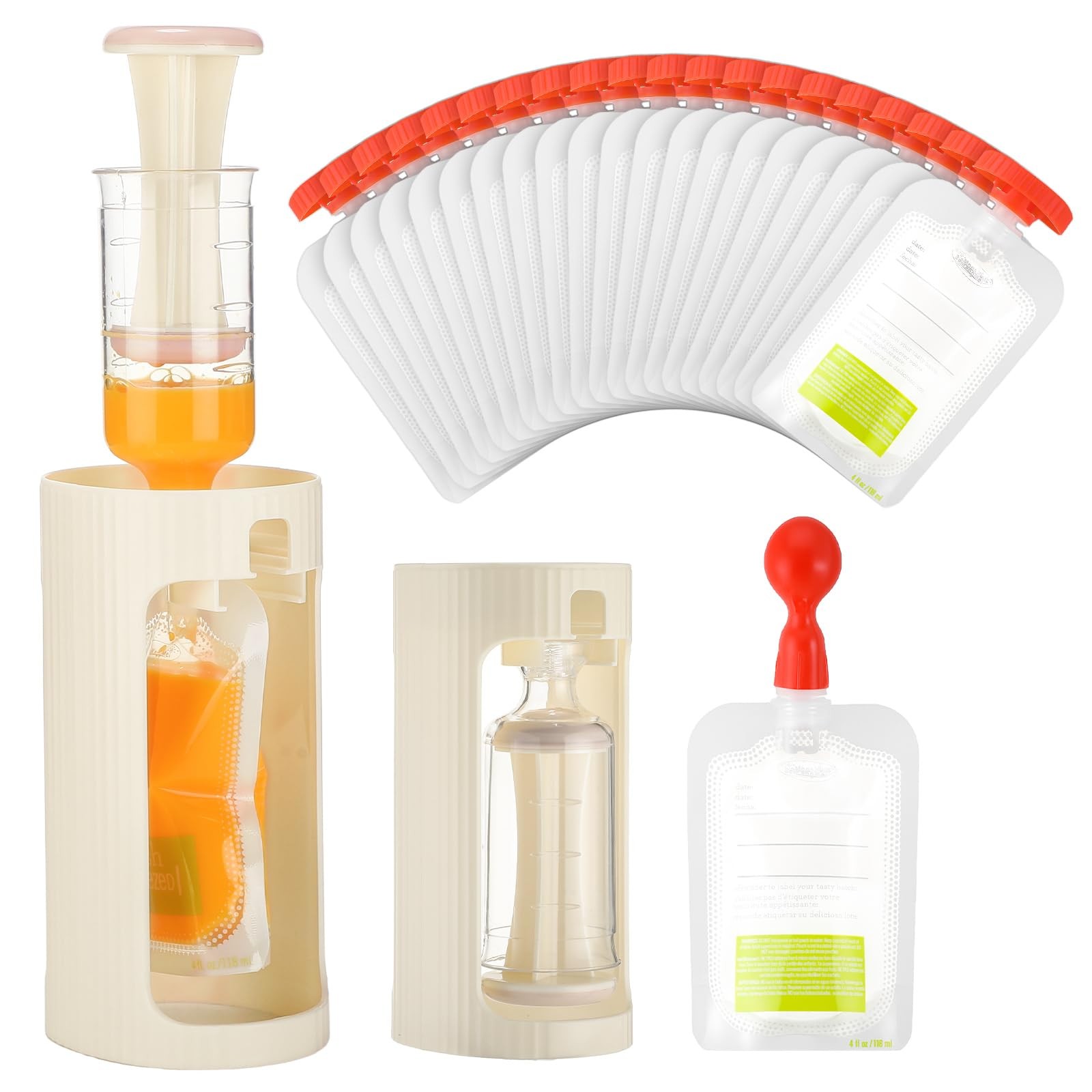 Squeeze Station Baby Food Maker Refillable Baby Food Pouches 50 Pcs Squeezed …