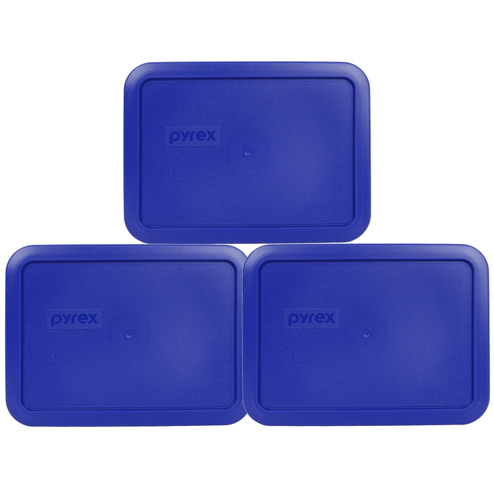 Pyrex 7210-PC 3-Cup Cadet Blue Plastic Food Storage Replacement Lid (3-Pack)