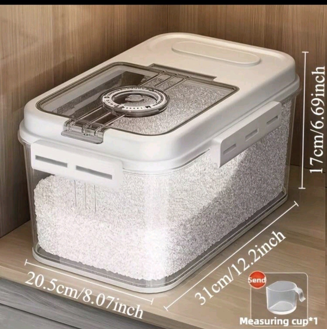 Large 10.8L Airtight Rice Dispenser Food Storage Container Bin Measuring Cup