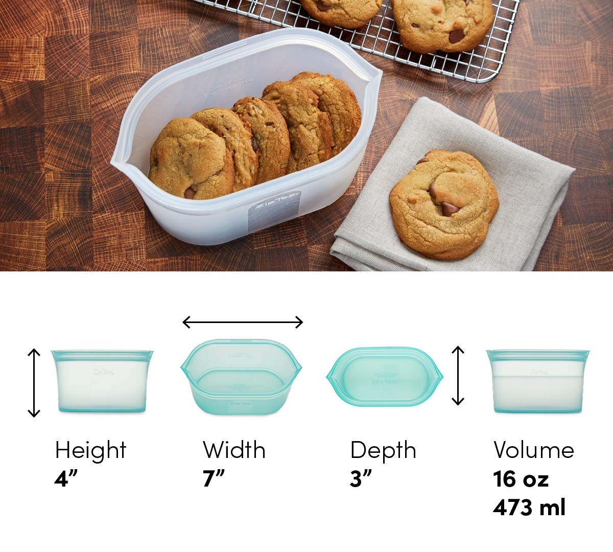 Teal Silicone Food Storage Container Small Zip Top Eco Friendly Reusable USA