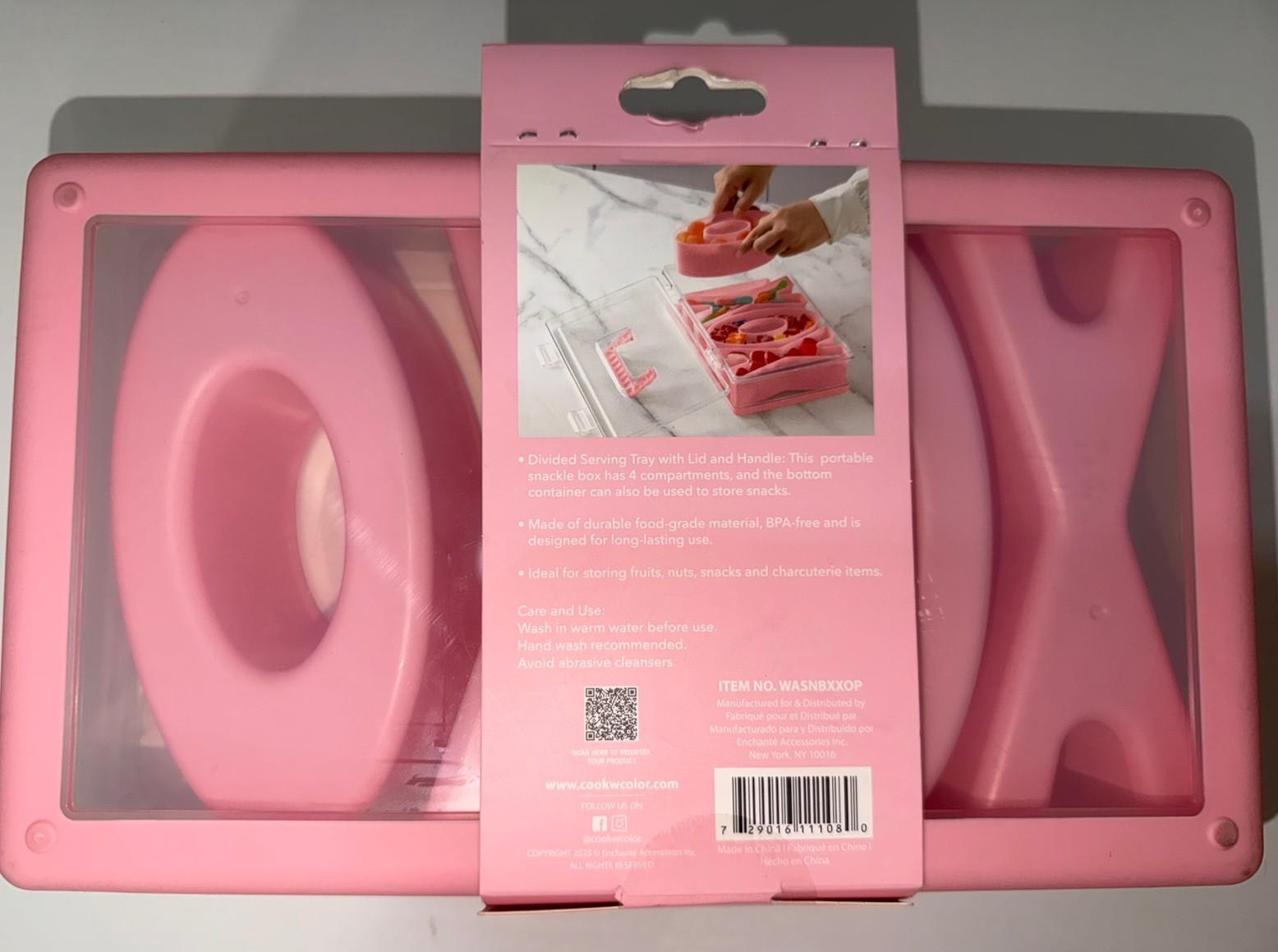 CWC LOVE Snack Box 4 Compartments On-The-Go Lunch Container BPA Free Pink