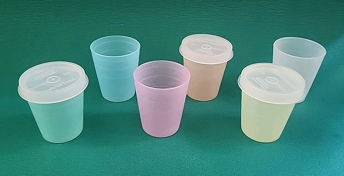 Vtg Tupperware Pastel & Clear 2oz MIDGET Container Mink Cups w Lids 101-20, Lot