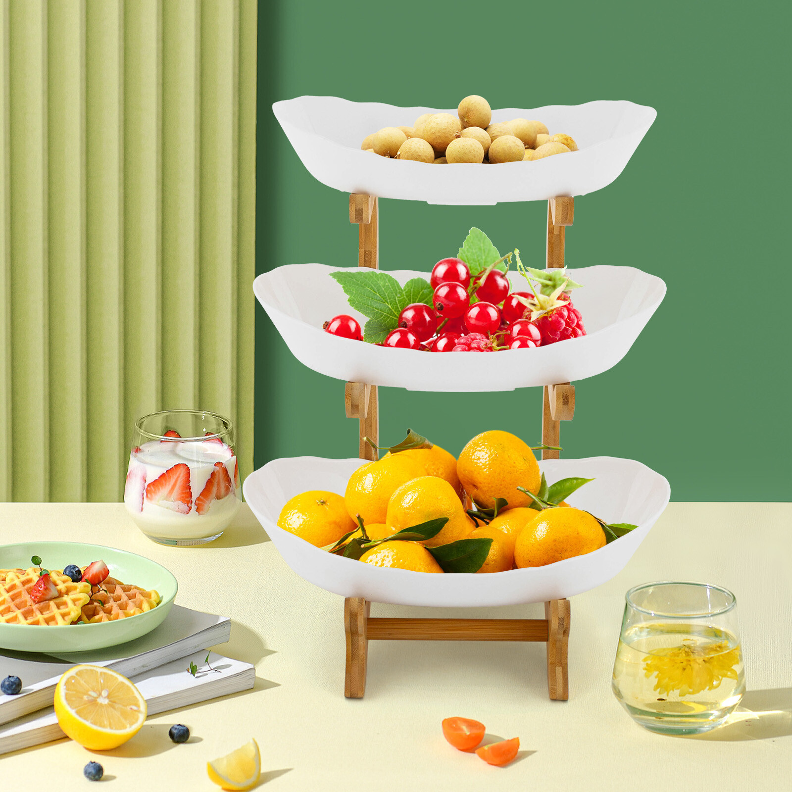 3Tier Fruit Basket Bowl Holder Stand Kitchen Organizer Snacks Vegetable Storage