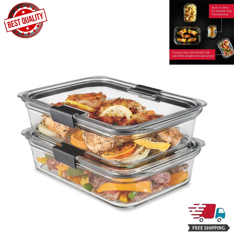 2-Pack Glass Food Storage Containers With Lids 100% Airtight Oven Safe Cookware