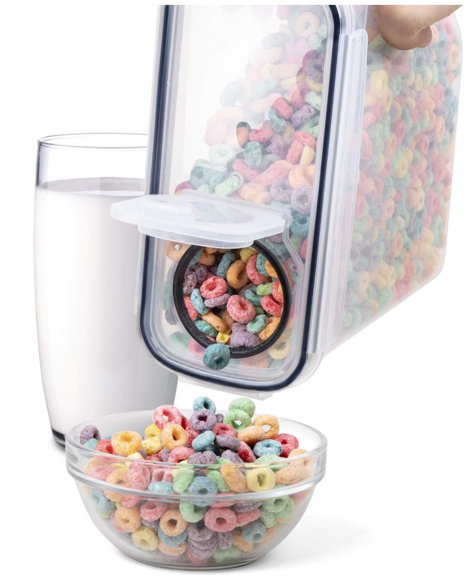 4 Piece Cereal Container Storage Set Airtight Large BPA Free Dispenser Black New