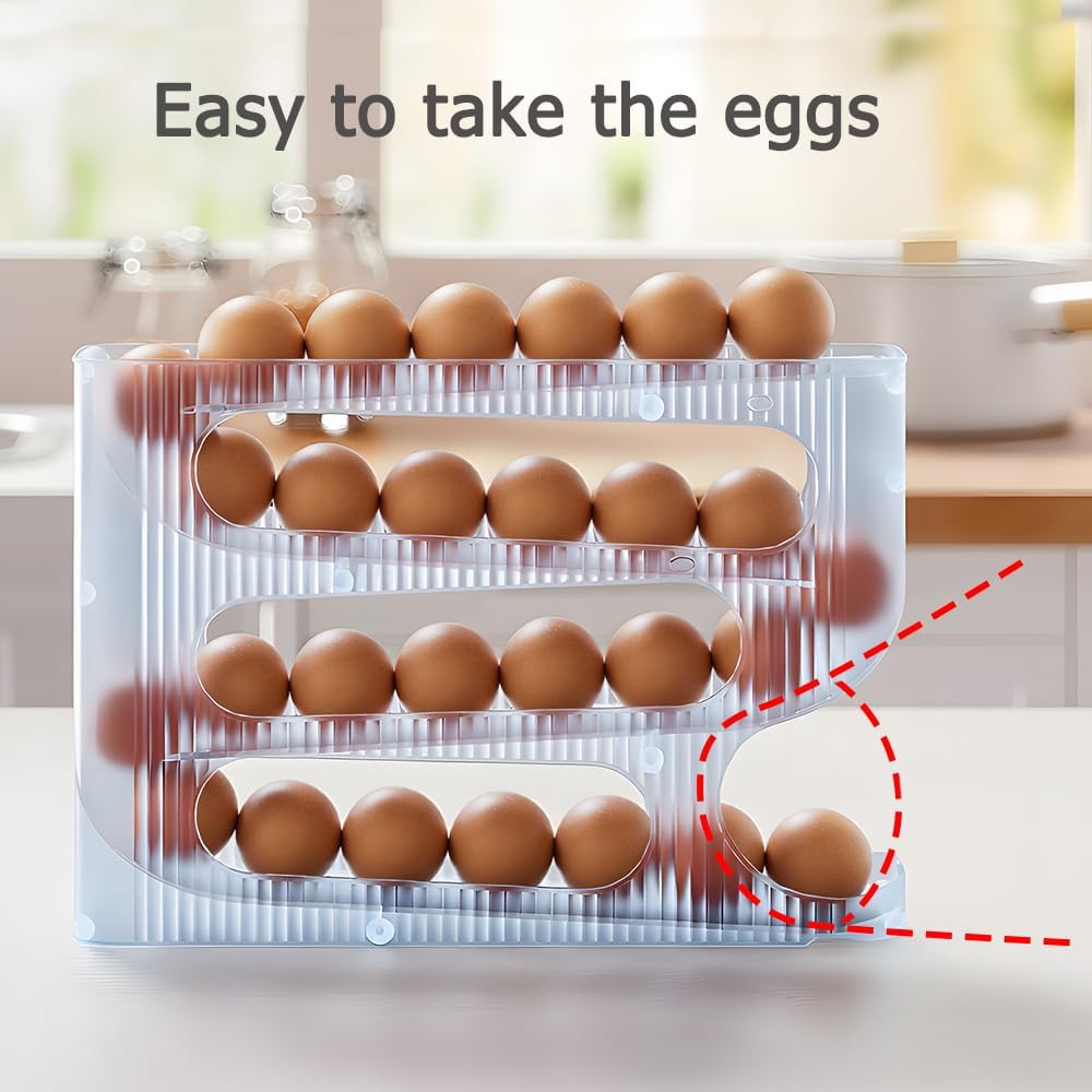FIFO Egg Holder for Fridge, Egg Organizer for 56 Large Size Eggs | 2-Pack Auto R
