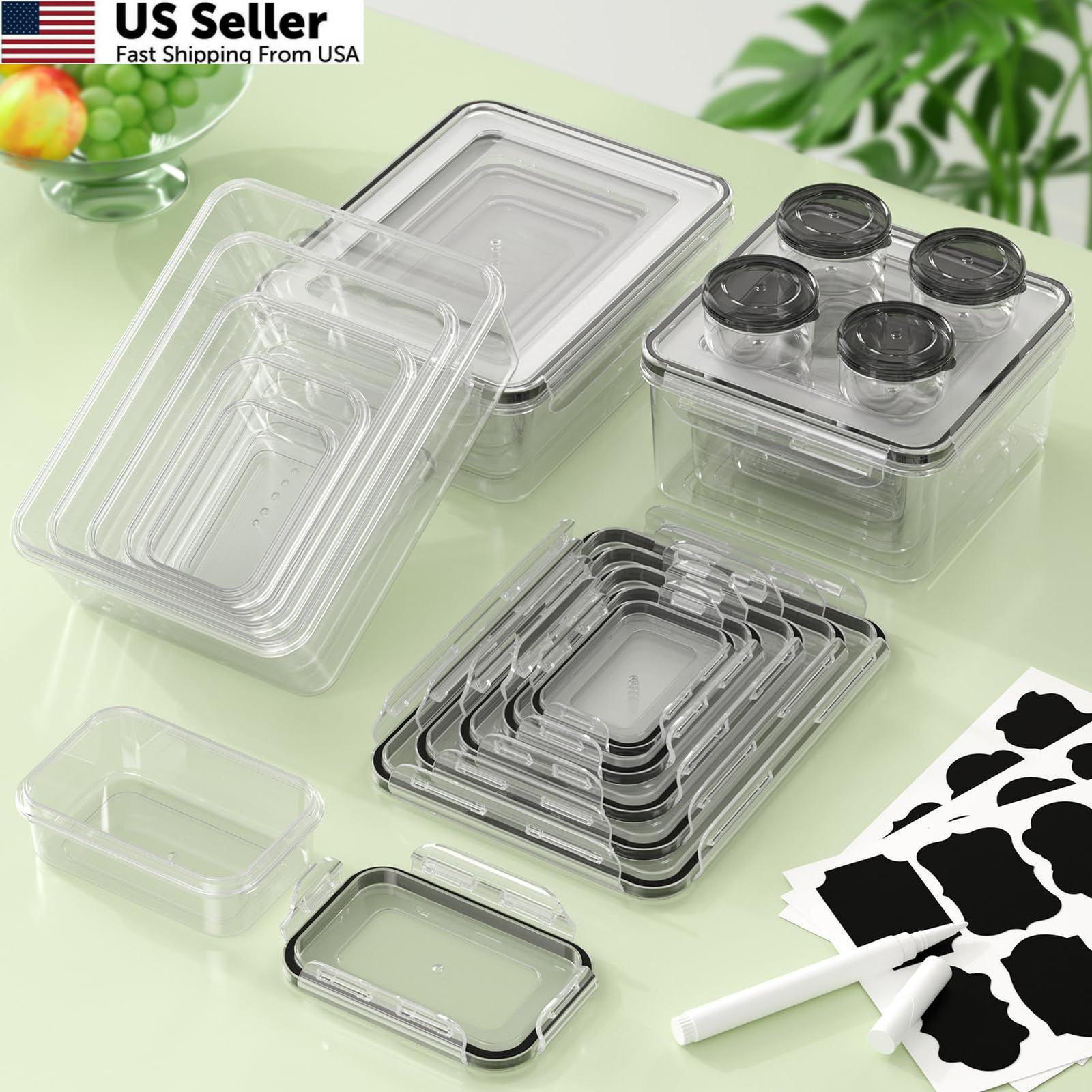 KEMETHY 36-Piece Food Storage Containers Varies (1.2oz to 50.7oz), 36 Piece