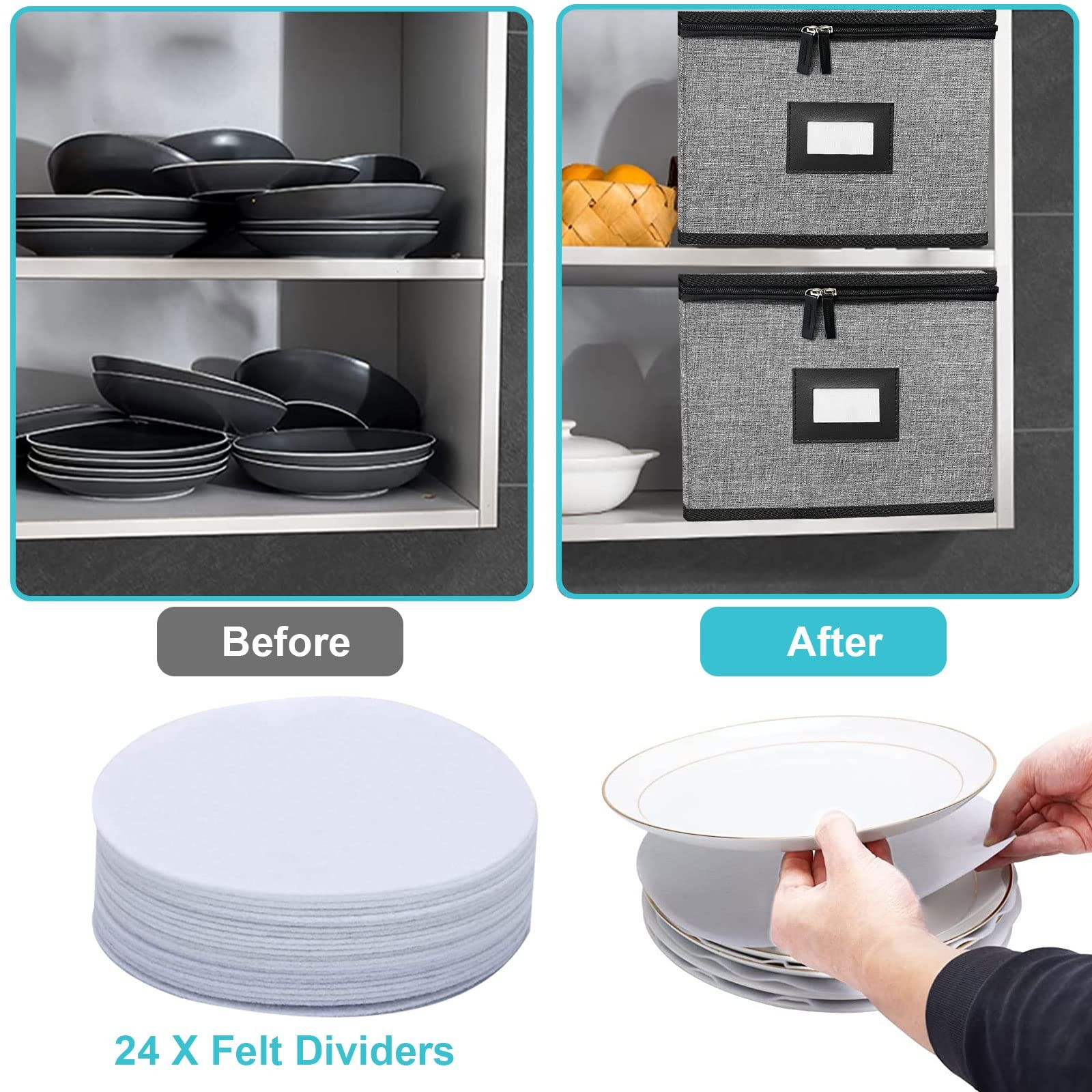ouruer China Storage Containers-Quilted Dish Containers Dark Grey