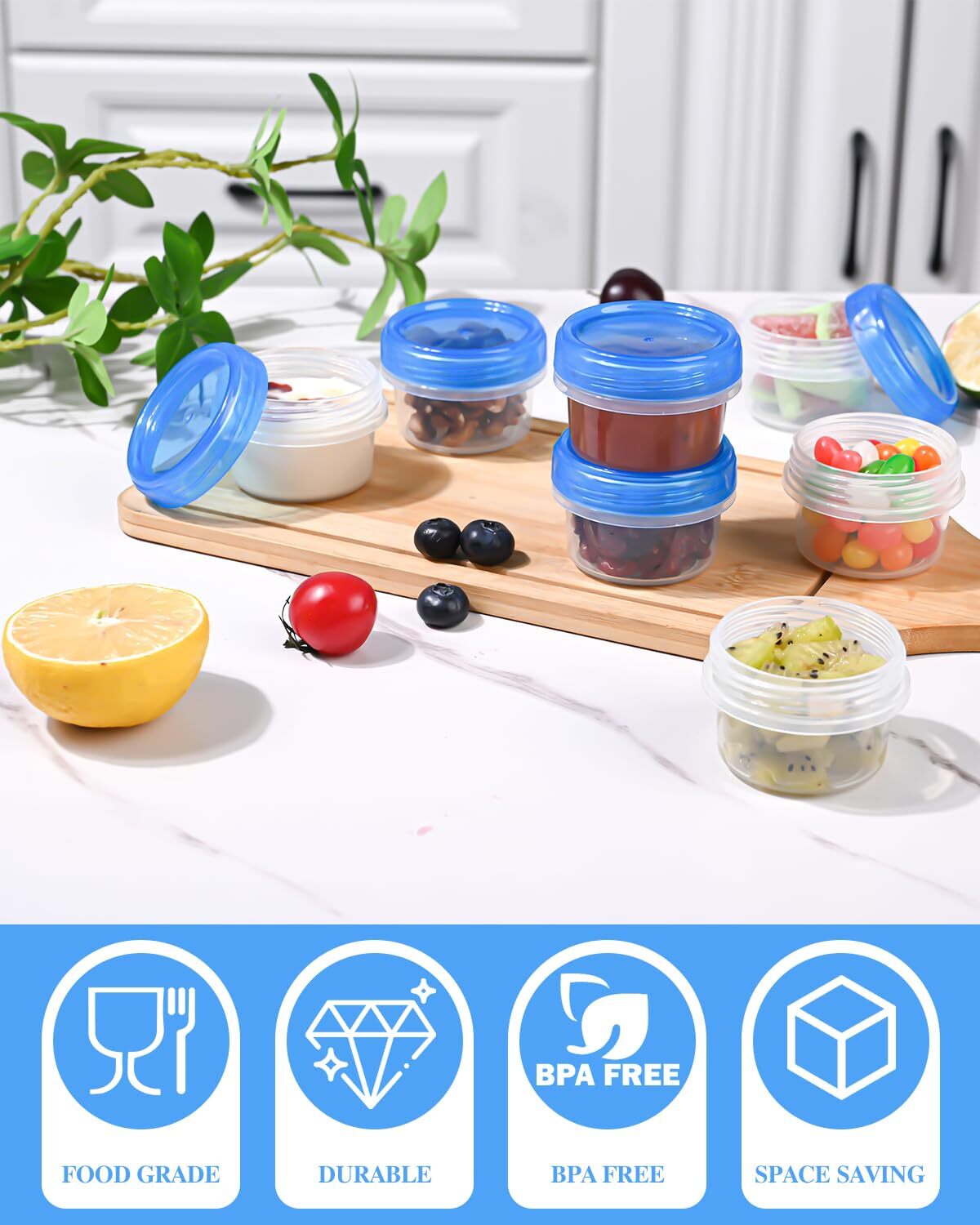 8 Pack 2oz Salad Dressing Containers with Lids Dipping Sauce Cups for Snacks
