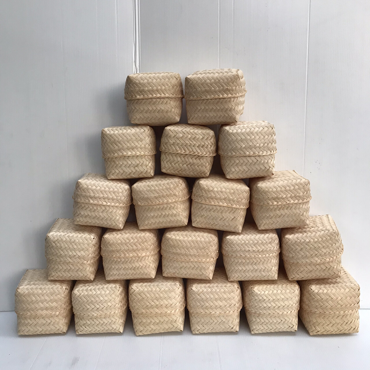 Vintage Thai Handicraft Kratip Sticky Rice Small Bamboo Serving Basket Size3″X3″