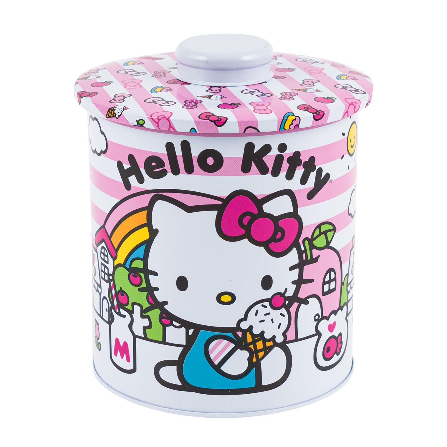 Hello Kitty Cookie Jar Metal Canister – 6″ – 67.63 oz – Round
