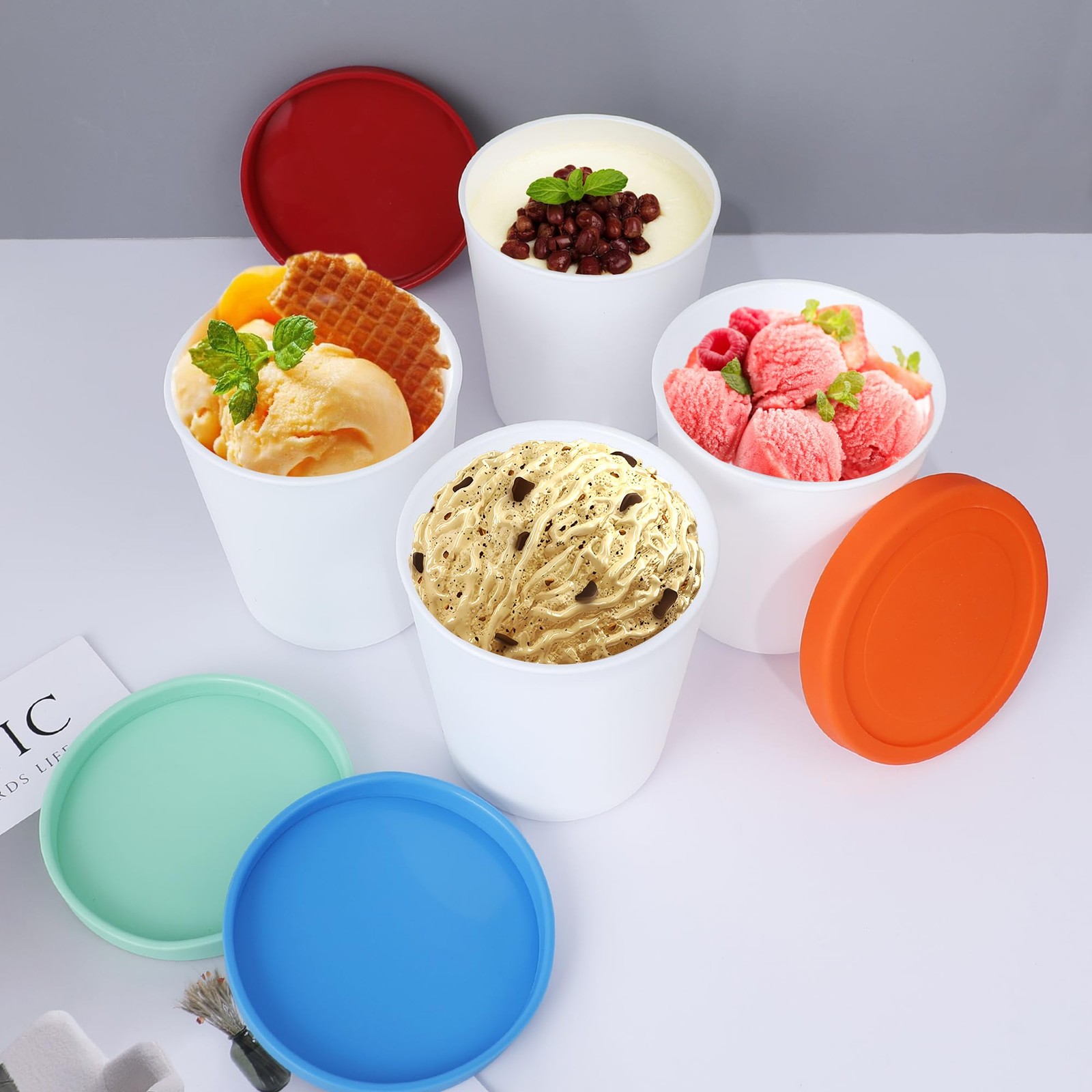 Ice Cream Containers for Homemade (4 Pack – 1 Quart Each), Reusable PP Plasti…