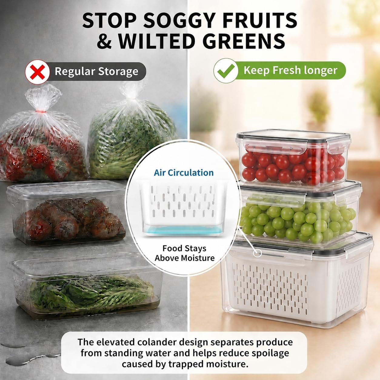 Fruit Storage Containers for Fridge with Lids, Fridge Organizers and Storage Pro