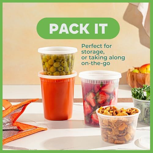 Deli Food Containers With 54 Lids 48 Sets 2432 Oz Quart Size & 2416 Oz Pint Si
