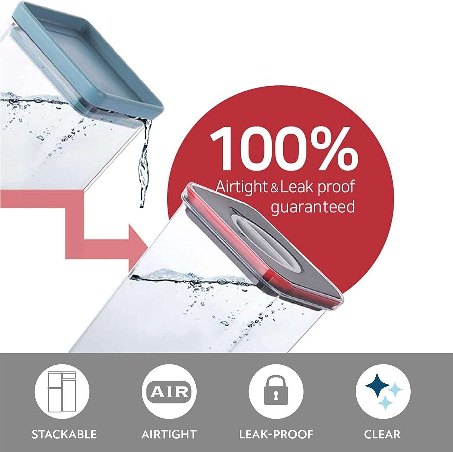 (Set of 3) Neoflam Airtight Rectangular Smart Seal Food Storage Containers
