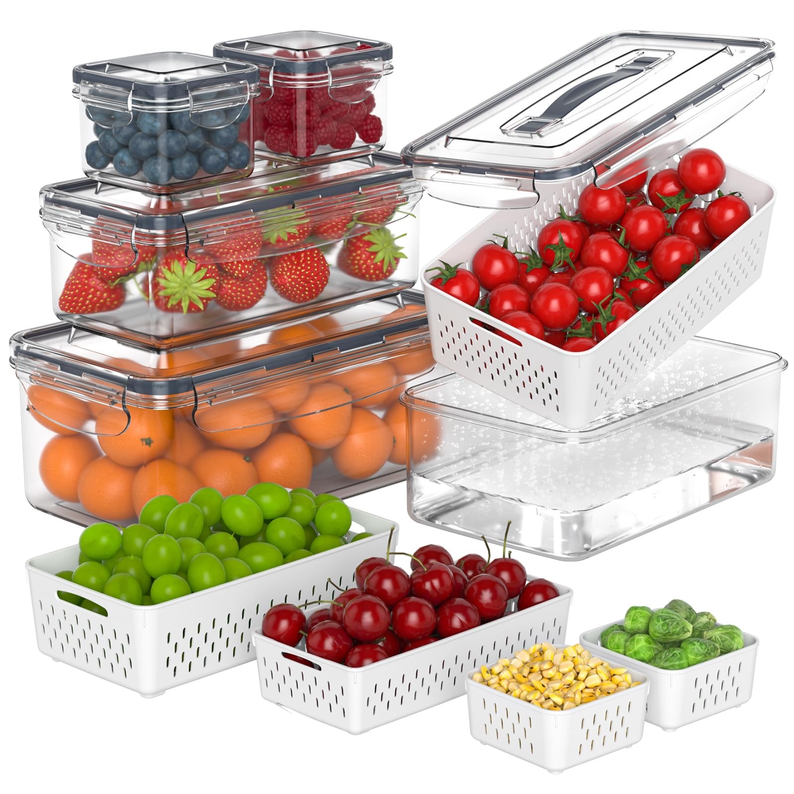 5 Pcs Fridge Fruit Containers: Colander, Airtight, Fresh Longer, Dishwasher Safe