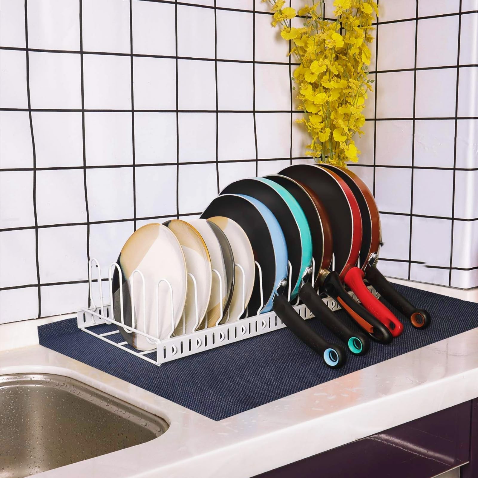Expandable Food Container Lid Organizer,Large Capacity Adjustable 10 Dividers…