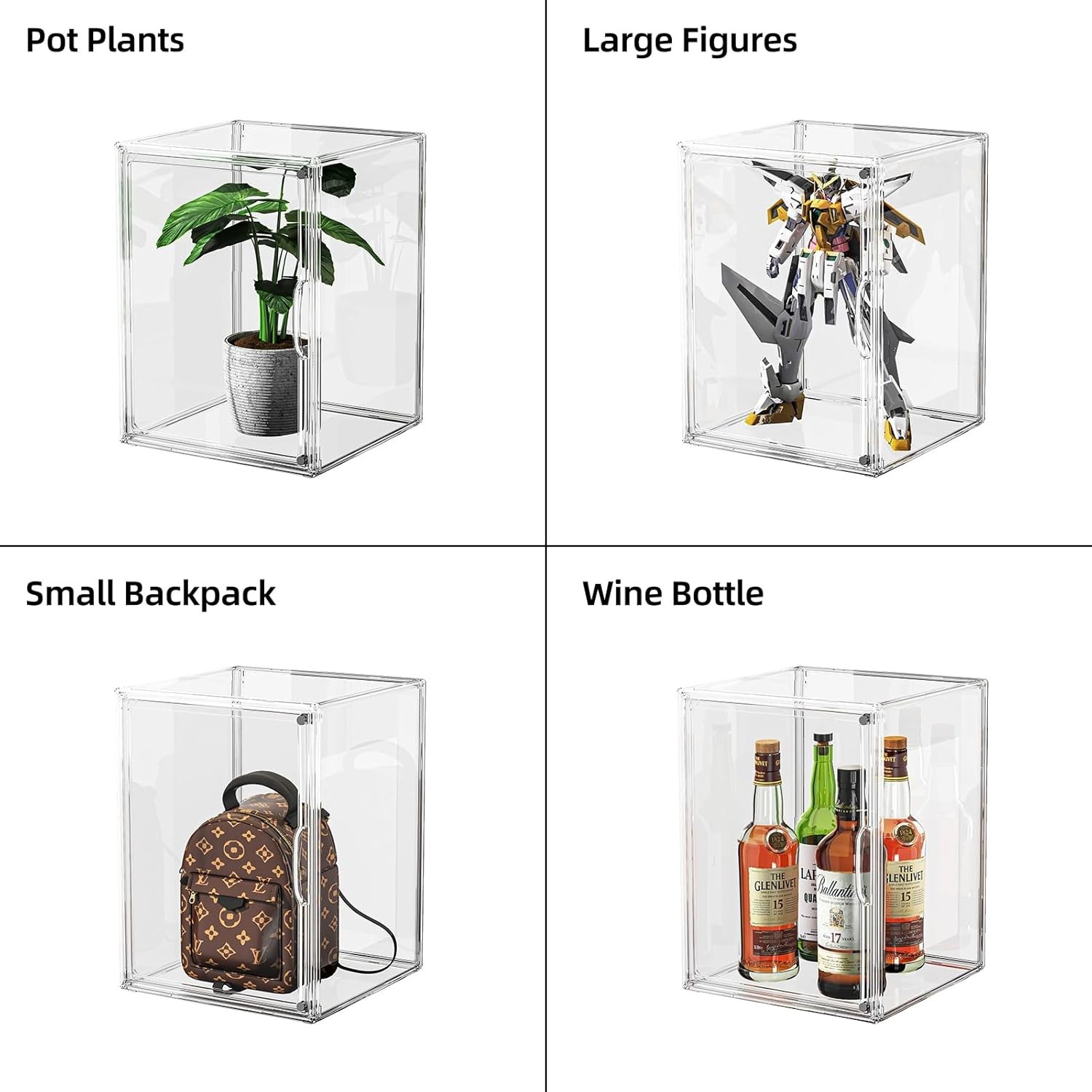 Clear Acrylic Display Case, Large Stackable Storage Bins Magnetic Attraction Lid
