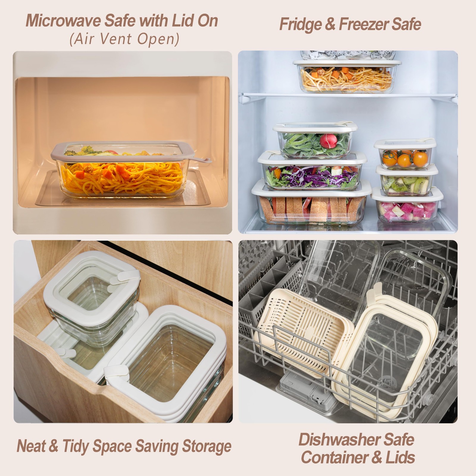 Glass Food Storage Containers with Glass Lids, Microwave Safe Food Container …