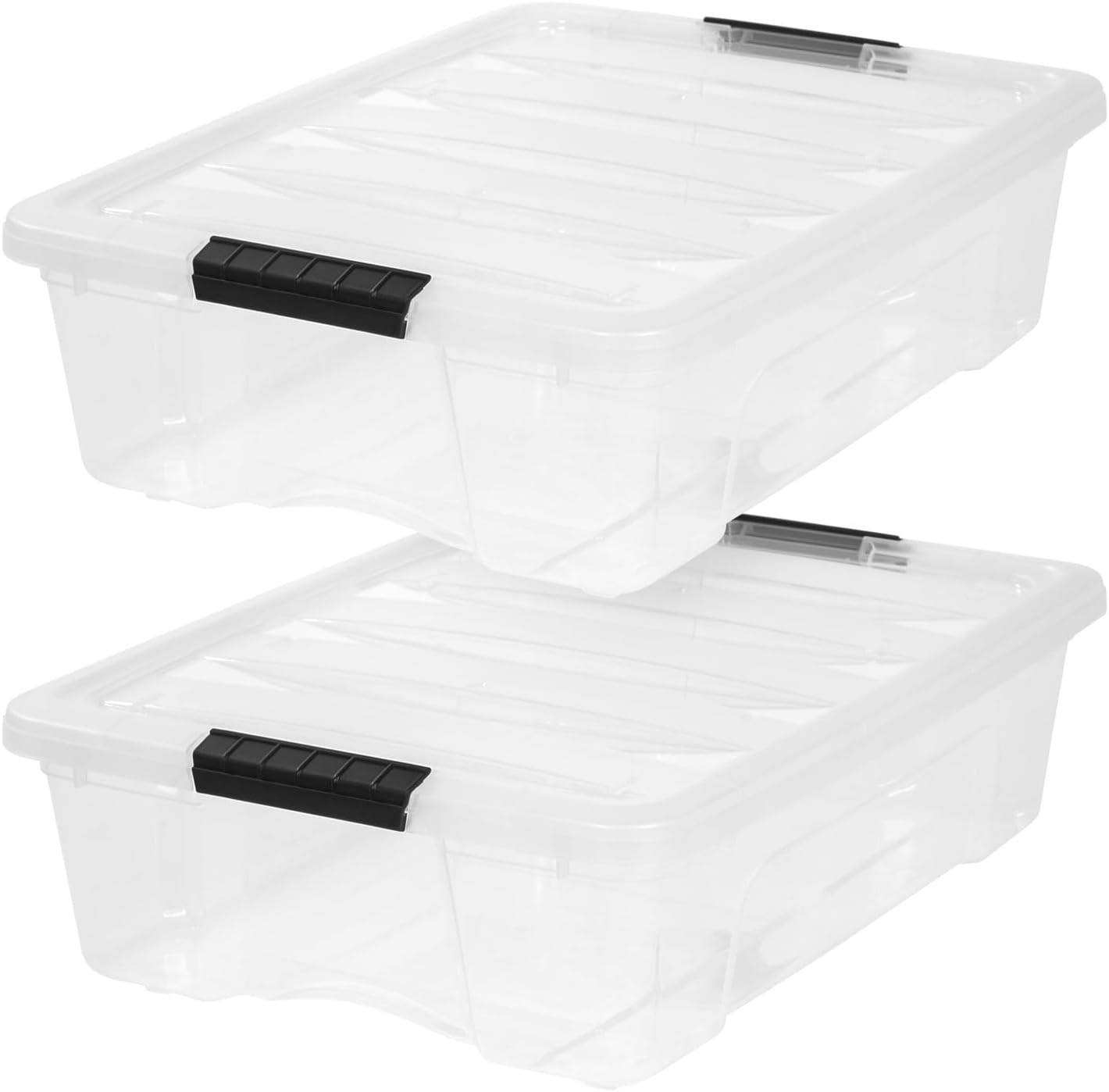 27 Qt Stackable Plastic Storage Bins with Lids, 2 Pack – BPA-Free, – Discree…