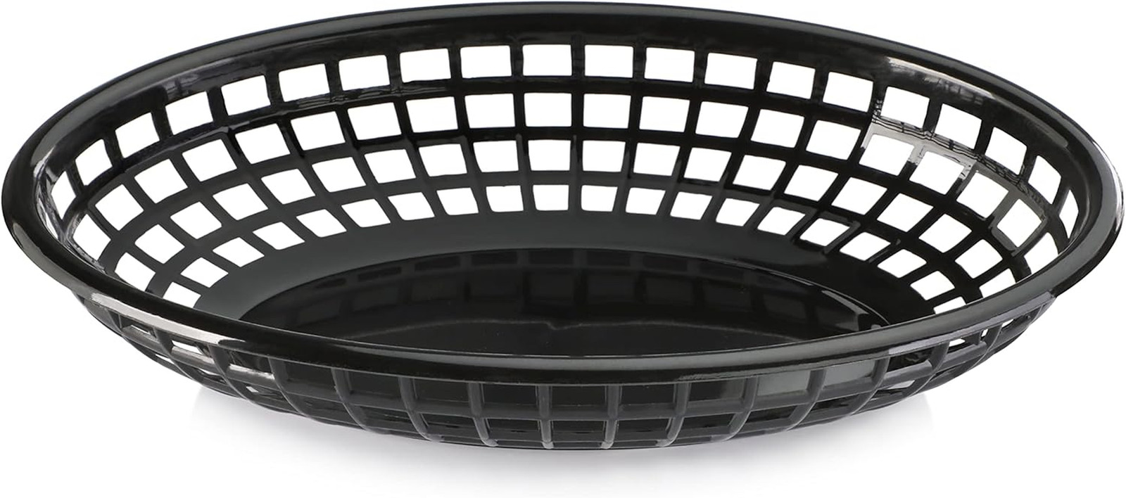 Fast Food Baskets, 9 1/4 X 6 Inch Oval, Set of 12, Black