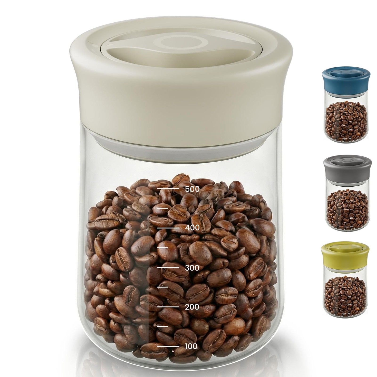 LAKUMIQI Overnight Oats Containers with Lids, 17oz Glass 17 OZ(500ml), Beige