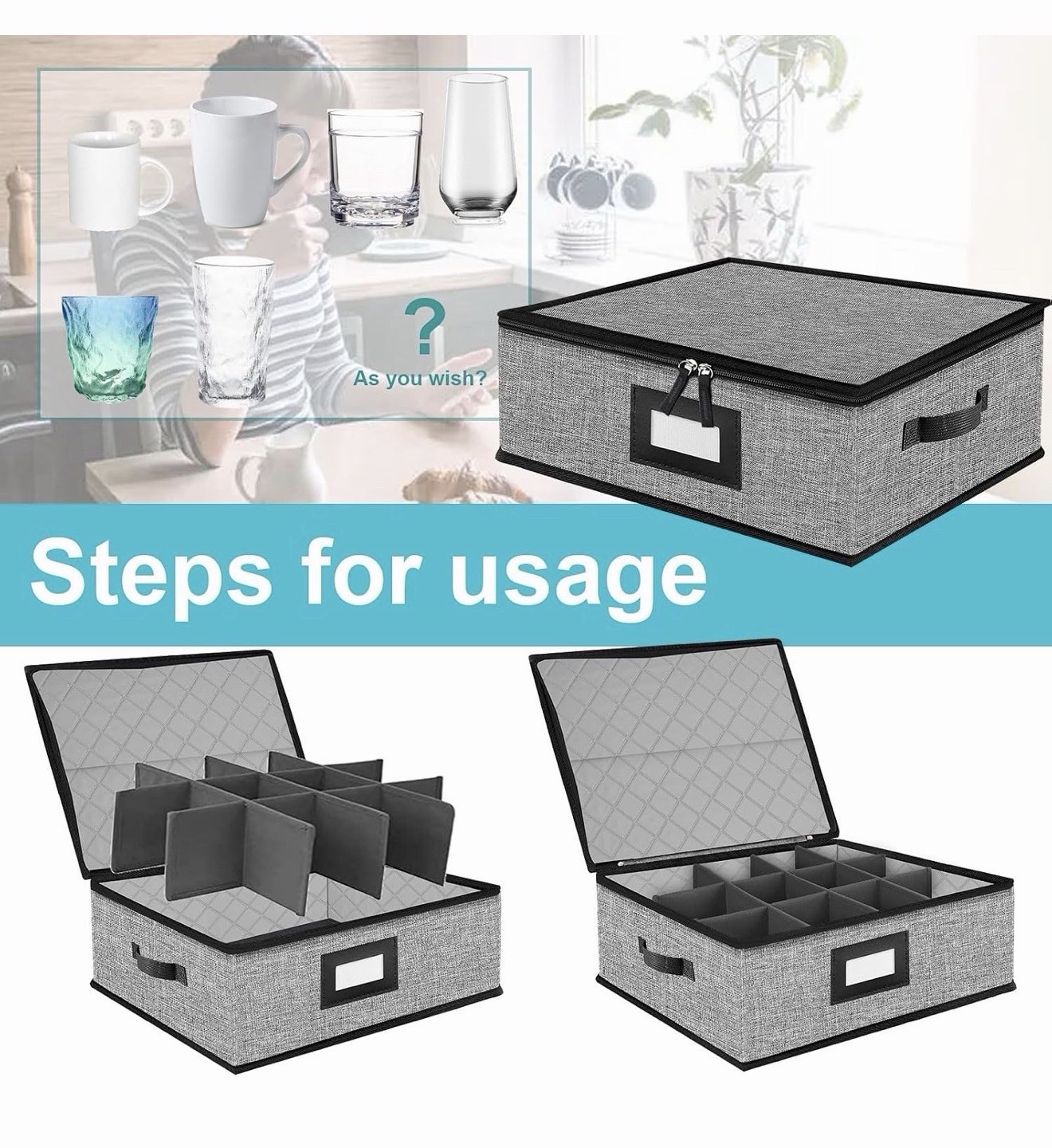 5 PACK China Storage Containers-Quilted Mug Storage and Moving Boxes for Dishes