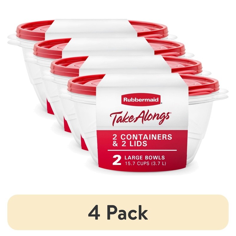 Durable Food Storage Containers W/ Lids Microwave Safe Stackable BPA Free 2 Pack
