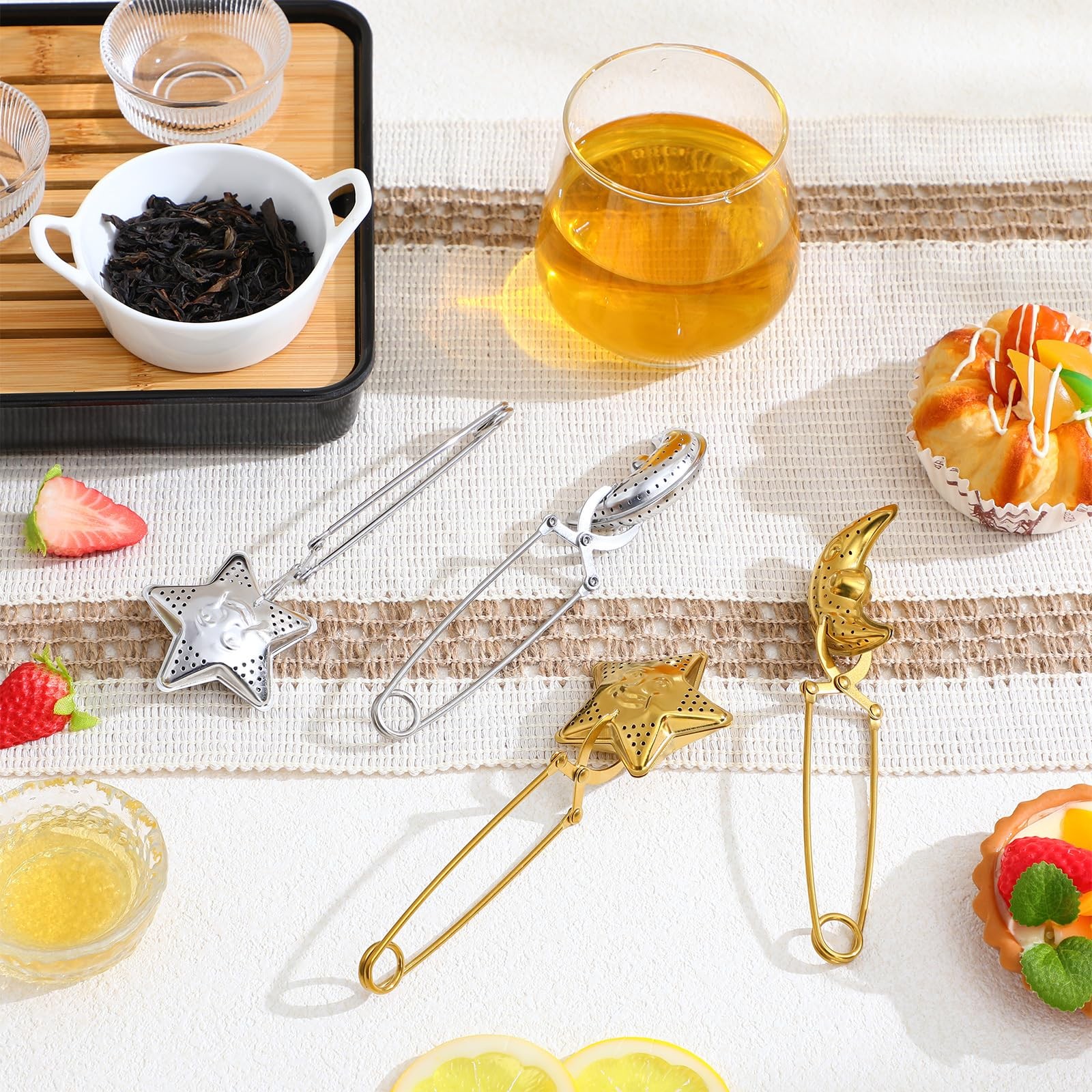 NUOBESTY 4Pcs Tea Infuser Set, Stainless Steel 16.00X6.00X3.00CM, Multicolor