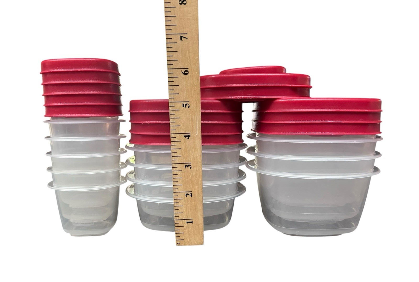 Mixed Lot Of Rubbermaid Easy Find Red Lid Storage Containers – 12 Con. & 15 Lids